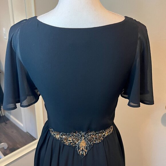 bebe Black with Gold sequins Mesh Chiffon Mini Dress, Size 2 - Picture 11 of 15